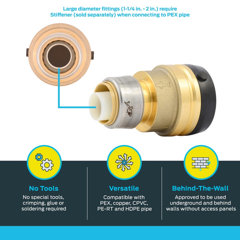 SharkBite 1-1/2 Inch x 1 Inch Reducing Coupling, Push to Connect Brass Plumbing Fitting, PEX Pipe, Copper, CPVC, PE-RT, HDPE, UXL014128 - Image 3
